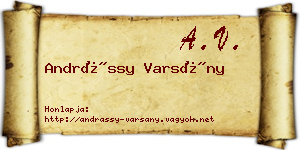 Andrássy Varsány névjegykártya